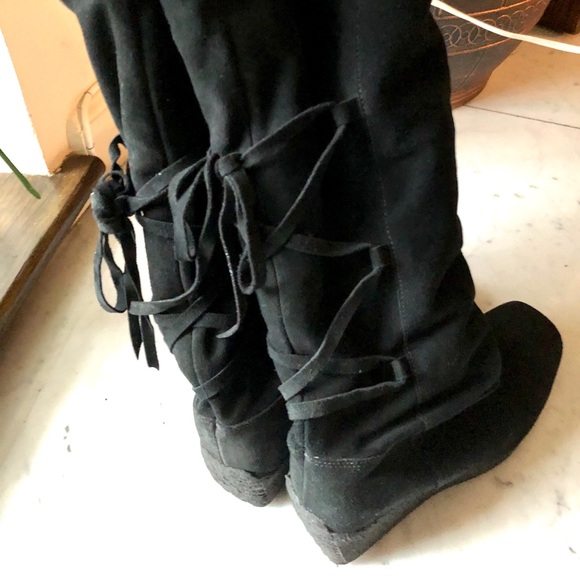 Santana Canada Suede Wrap Fur Wedge Boots 8 - Picture 6 of 8